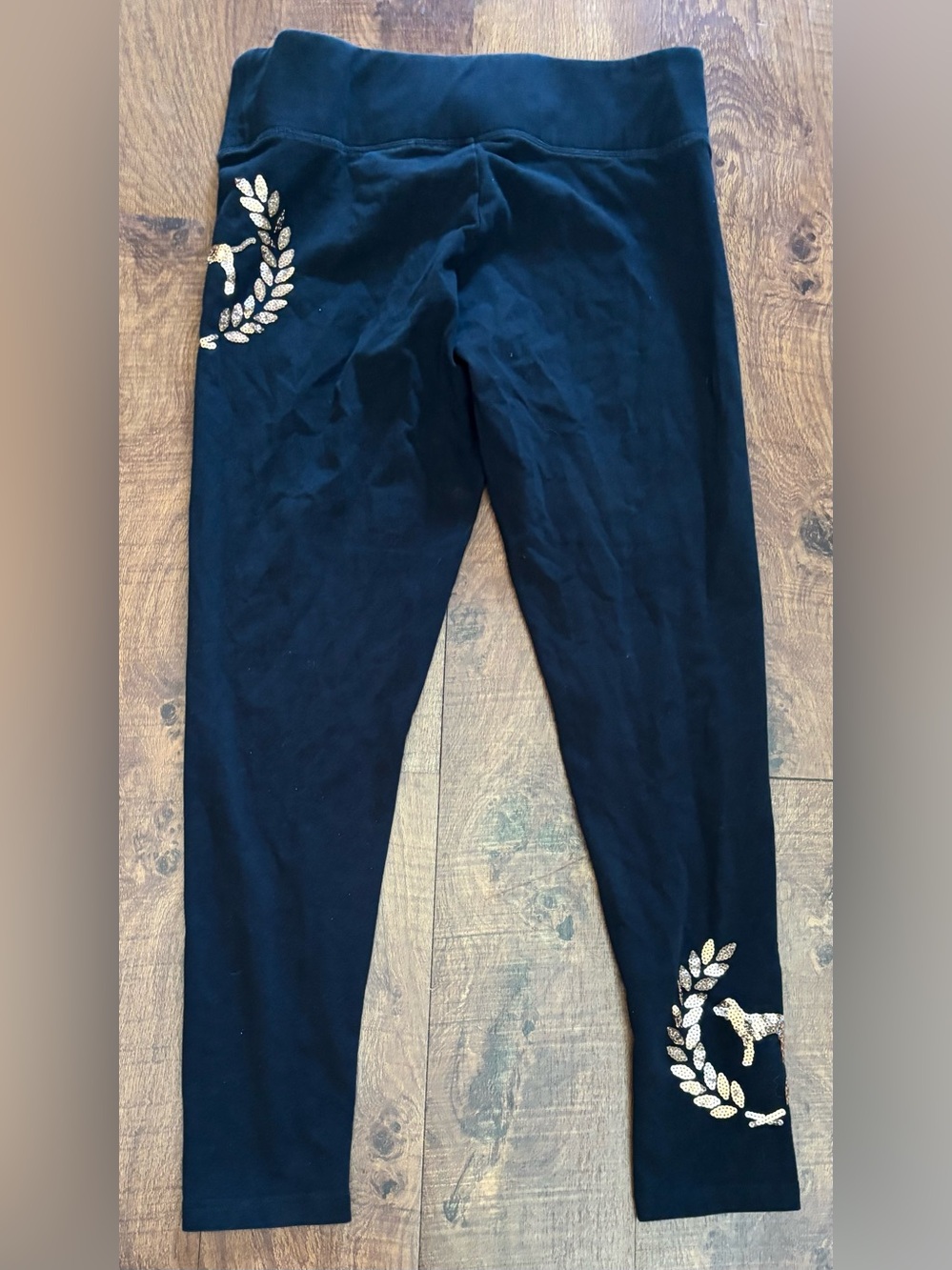PINK Victoria’s Secret bling yoga leggings
Size large gold sequin black - Picture 7 of 8